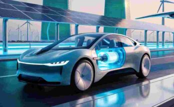 Futuristic car with nuclear battery.